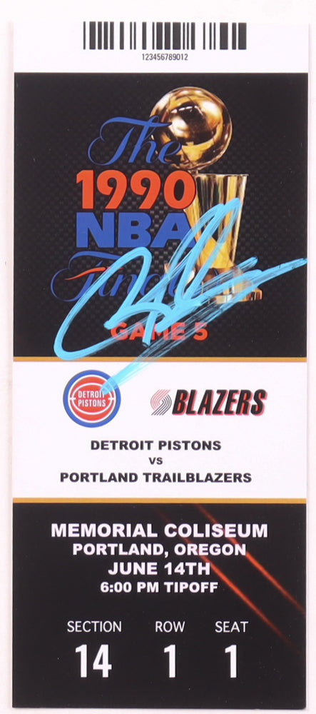 Dennis Rodman Signed 1990 NBA Finals Game 5 Commemorative Replica Ticket — Pistons vs. Trail Blazers