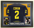 Blake Corum Signed Custom Framed Career Highlight Jersey Display (Beckett)