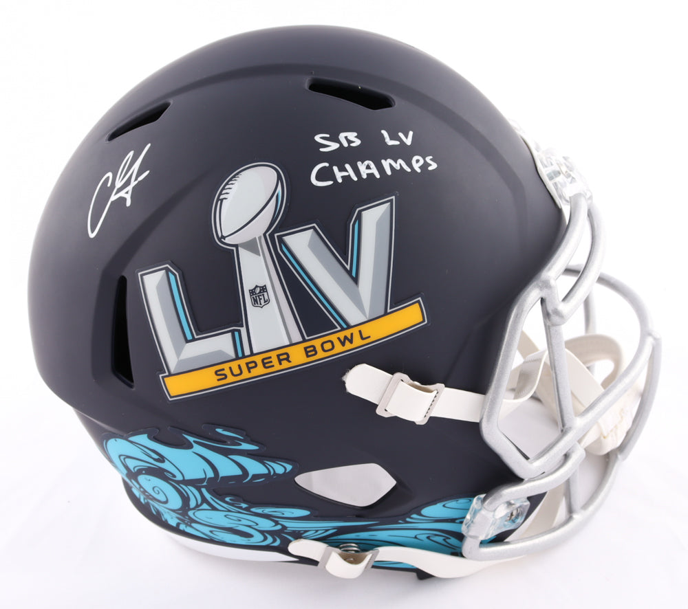 Chris Godwin Autographed Tampa Bay Buccaneers Full-Size Replica Super Bowl LV Helmet — Inscribed "SB LV Champs"