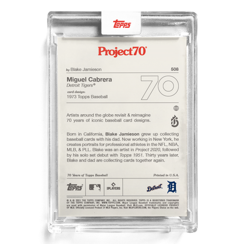 2021 Topps Project 70 Miguel Cabrera #508 by Blake Jamieson — Detroit Tigers — 1973 Design